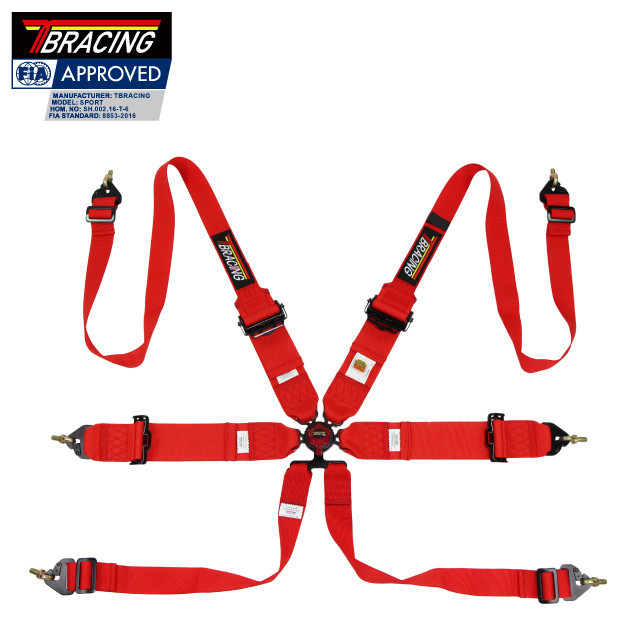 Lightweight formula 6 point race harness FIA FHR Compatible red ...
