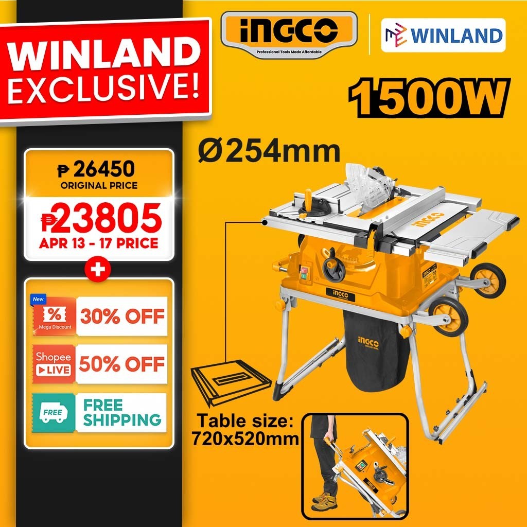 Ingco by Winland Industrial Electric Table Saw Heavy Duty 1500watts