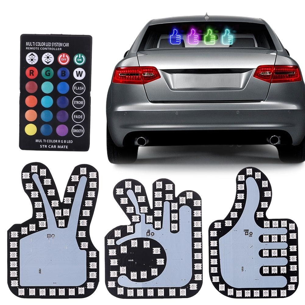 Universal Fun Car Middle Finger LED Light with Remote Control Car ...