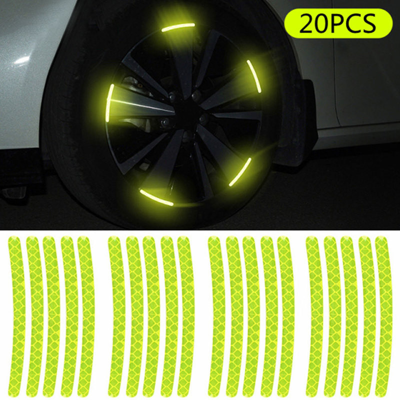 20pcs Car Wheel Hub Reflective Stickers Tire Rim Reflective Warning ...
