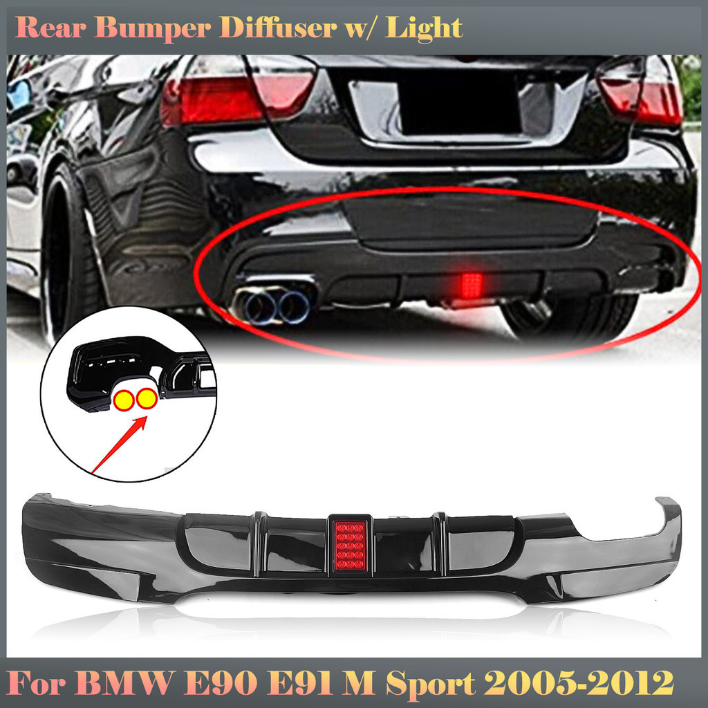 Glossy Black Rear Bumper Lip Boot Dual Exhaust Splitter Diffuser ...