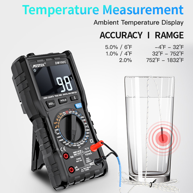 Mestek Digital Multimeter Auto Range Capacimeter Diode Tester 6000 ...