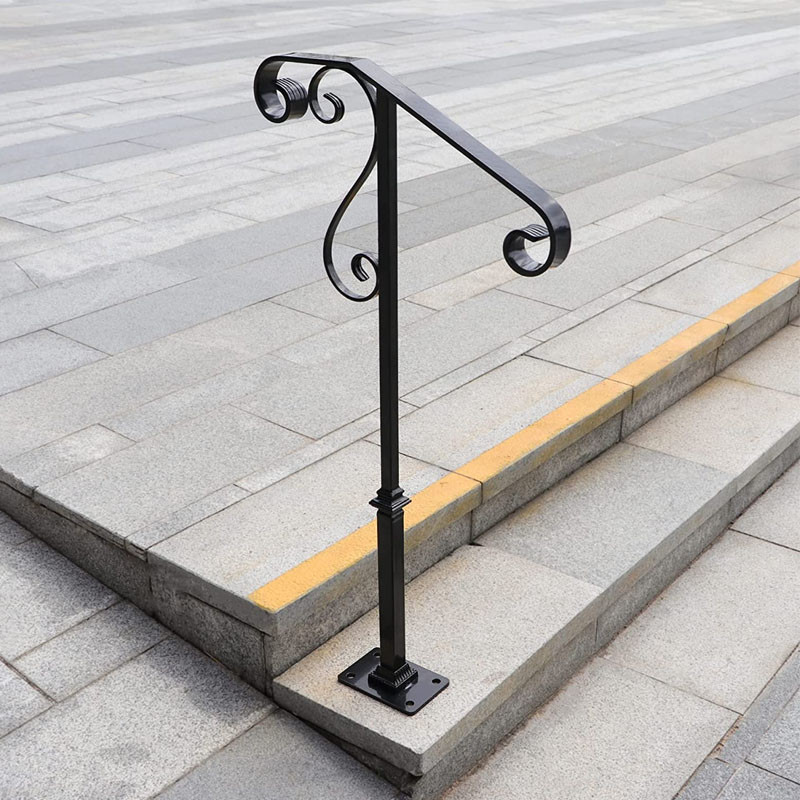 Handrail Railing,Single Post Sturdy Hand Railing with Base Wrought Iron ...