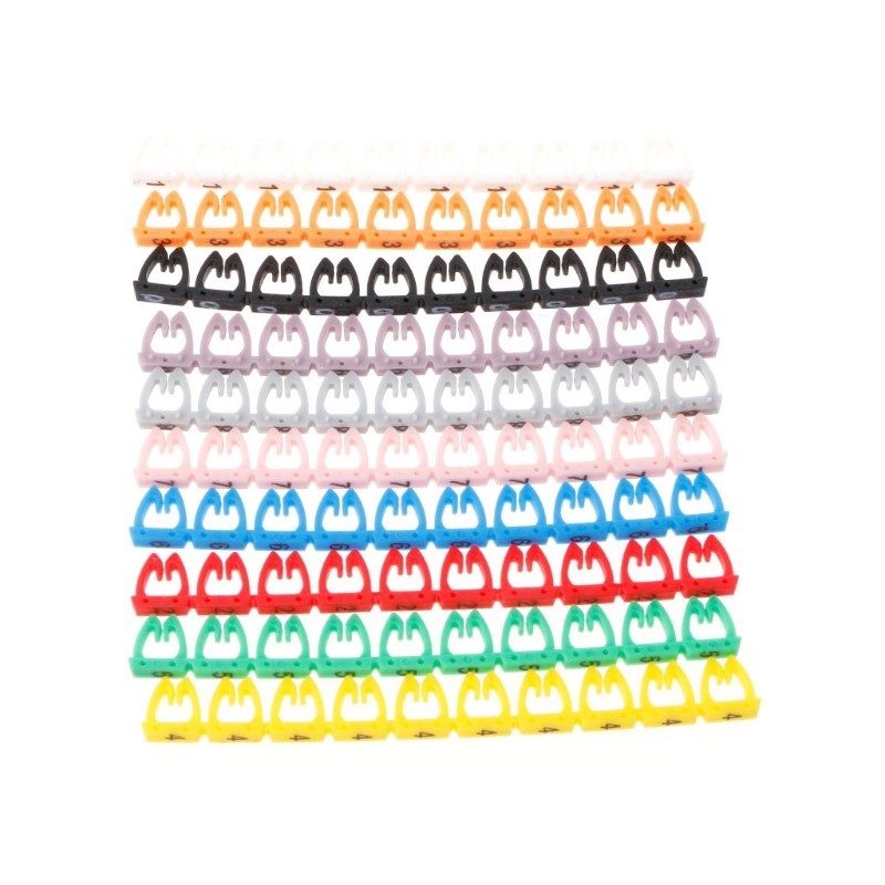 100Pcs/Set Numeric Cable Label Mark Colorful For Network Cables RJ45 ...