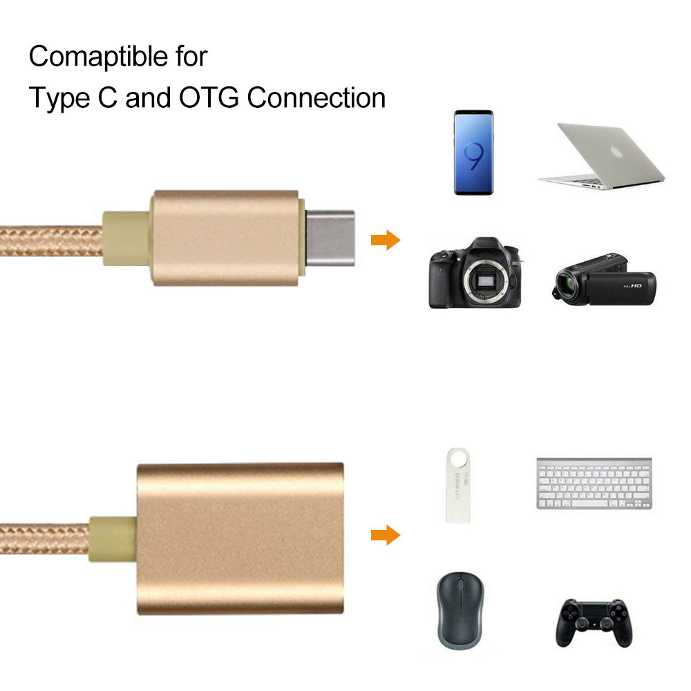 20 Type C Male To USB 2.0 A Female OTG Data Cord Adapter Type-C OTG ...