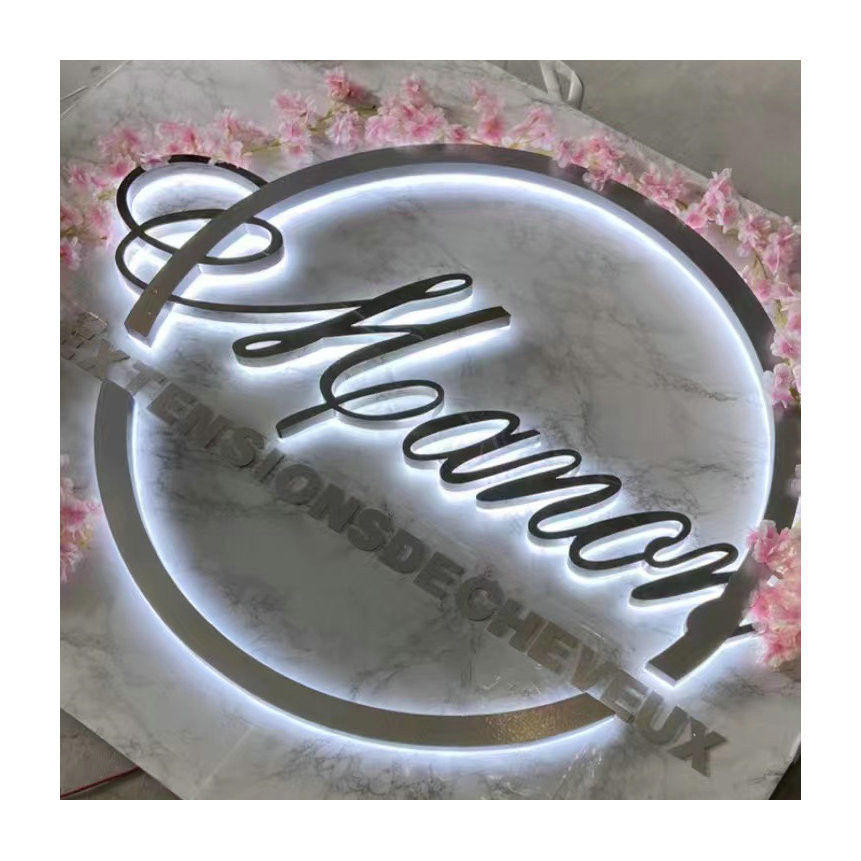 custom led backlit letters stainless steel letter halo lit sign 3d led ...