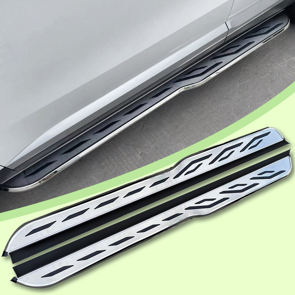 】2 pcs Silver Aluminum Double Cab Side Step Rails Nerf Bars Running ...