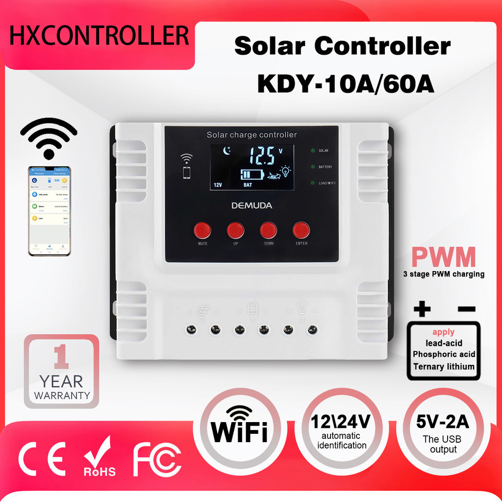 ☞Solar Charge Controller 20A 30A 40A 60A WIFI App Real-time Data ...