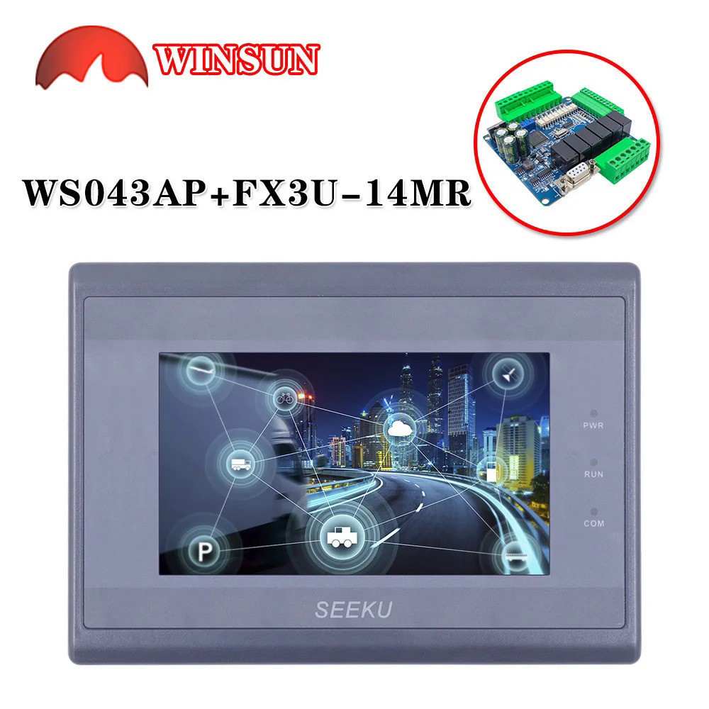 With FX3U-14MR FX3U+HMI PLC support WS-043AP Touch screen Relay ...