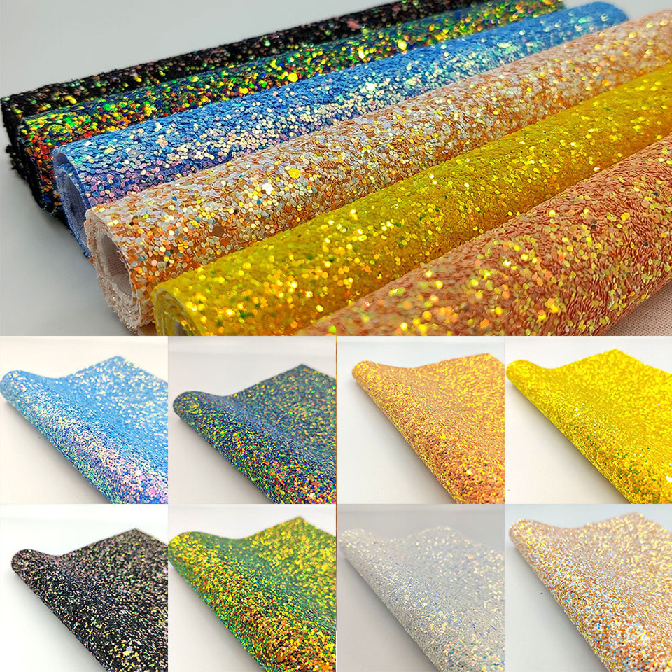 Sparkly Chunky Glitter Hexagon Sequins Faux Leather Sheets Glaring ...