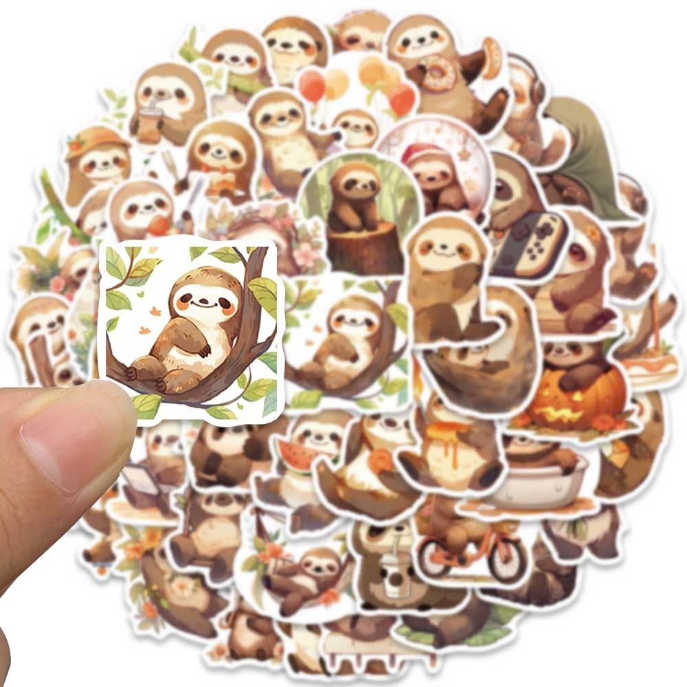 50pcs Waterproof Graffiti Cute Cartoon Animals Sloth Stickers For ...