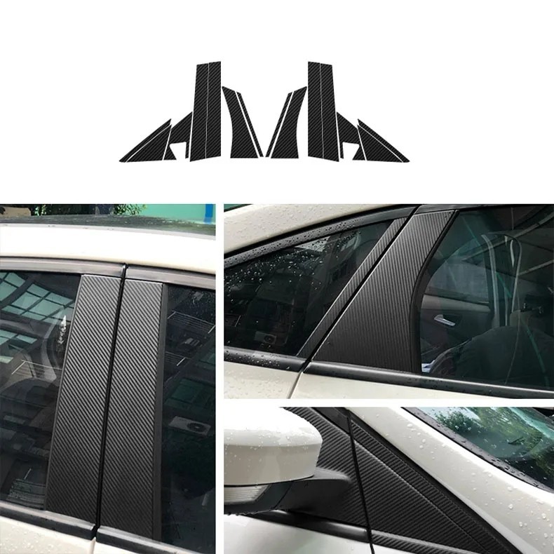 Car Styling Black Carbon Decal Car Window Trim Garnish Pillar Middle ...