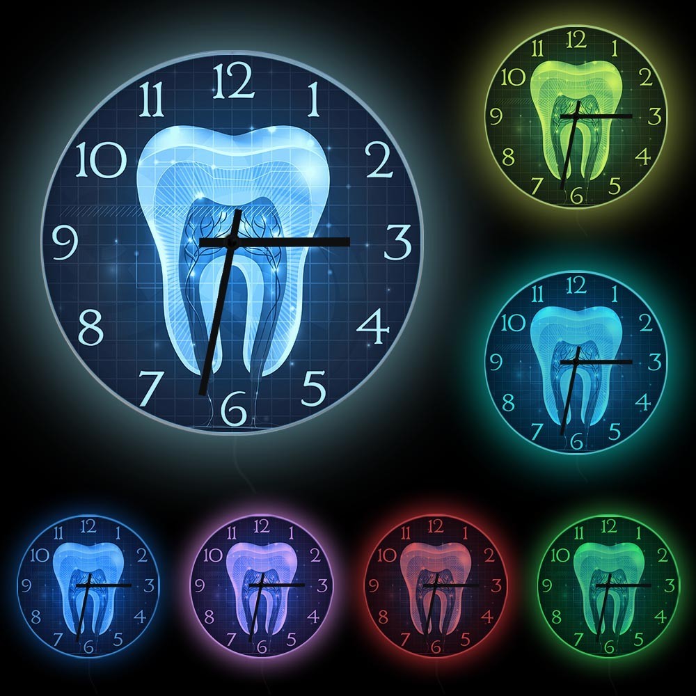 Tooth Anatomy Art Wall Clock For Dental Clinic Office Dentist Gift ...
