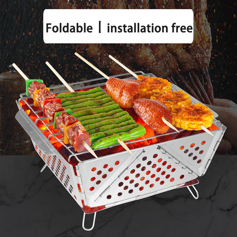 Folding Barbecue Grill Heating Stoves Multifunction Outdoors Camping ...