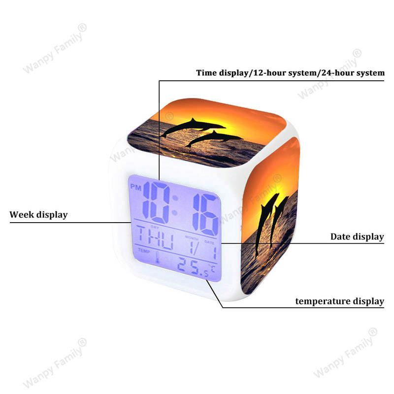 Tiger 7 Color Glowing LED Alarm Clock Kids Toys Gifts Student Room ...