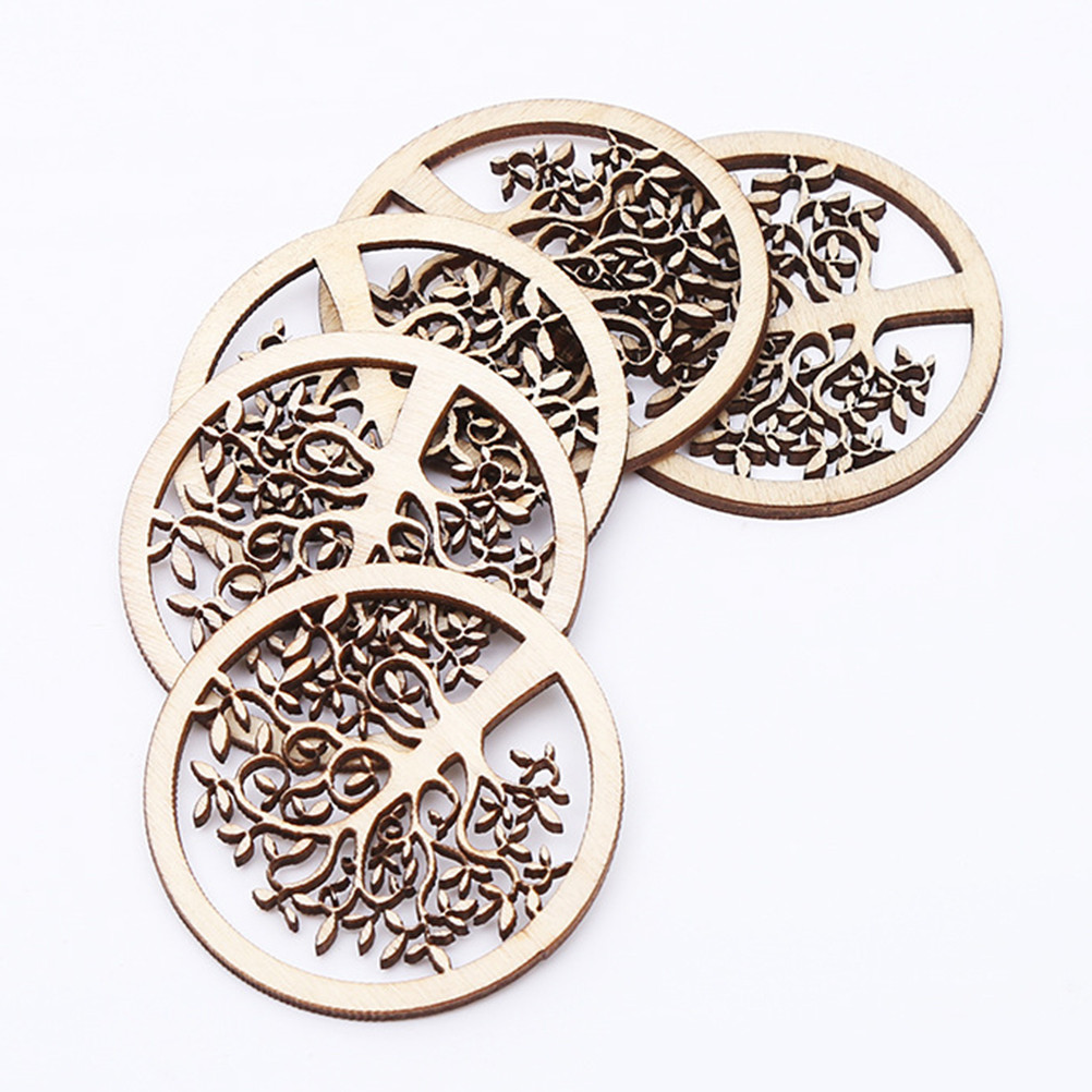 Vintage Wooden Tree Cutout Round Hollow Life Tree Wooden Discs Holes ...