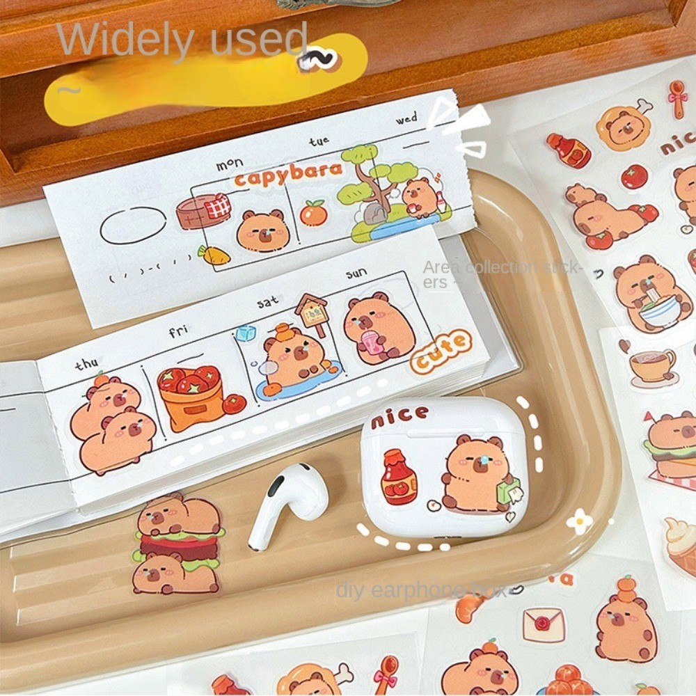 10Pcs Transparent Capybara Cartoon Stickers Waterproof Mug Decorative ...