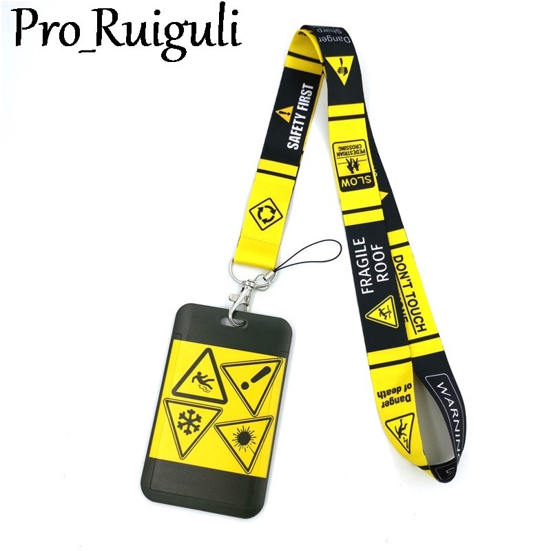 ☆Caution Warning signs Key lanyard Car KeyChain ID Card Pass Gym Mobile ...