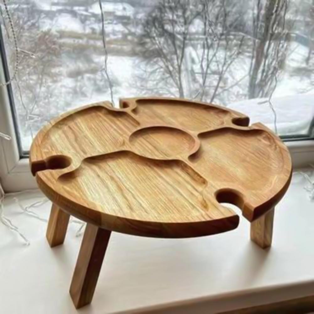 Useful Wooden Wine Table Wood Picnic Table Notch Design Large Capacity ...