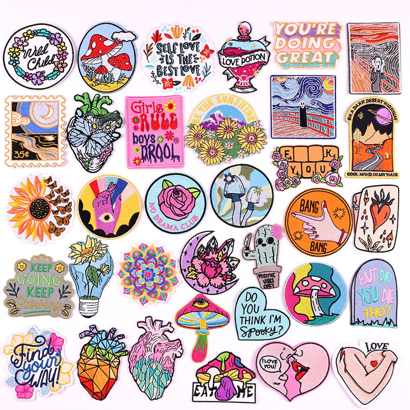 Cartoon/Flowers Embroidery Patch Iron On Patches For Clothing ...