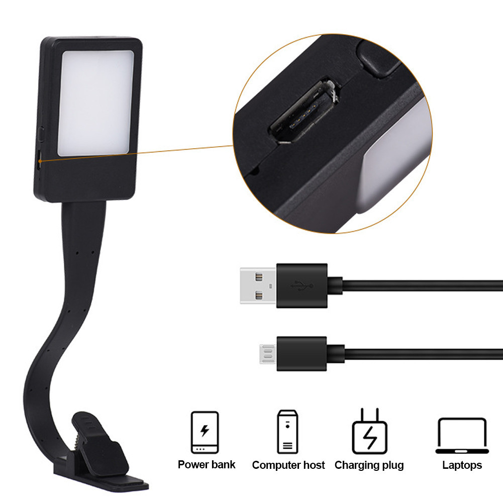 USB Rechargeable Mini LED Reading Lamp Portable Adjustable Clip Light ...