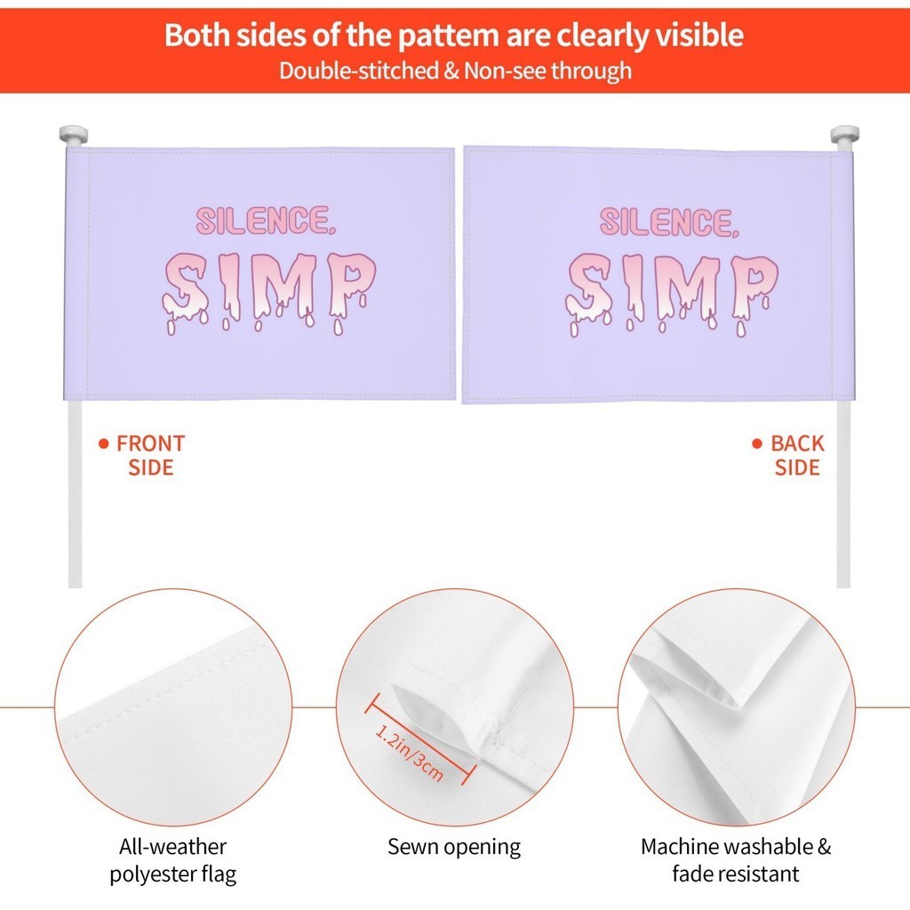 Silence , Simp Outdoor Decor Flag Car Flag Simp E Girl Pastel Pastel ...