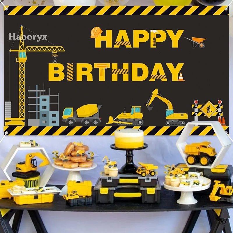Engineering Vehicle Birthday Banner Backdrop For Party Favor Supplies ...