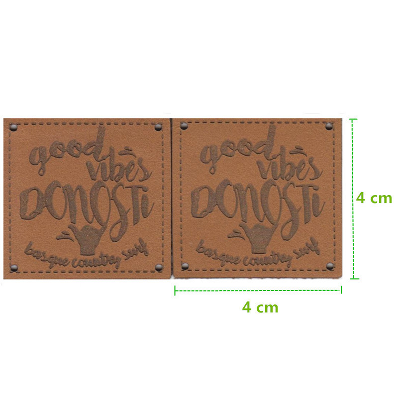 Leather labels 5000PCS , 4 * 1.8 cm Custom Brown pu leather hand sewing ...