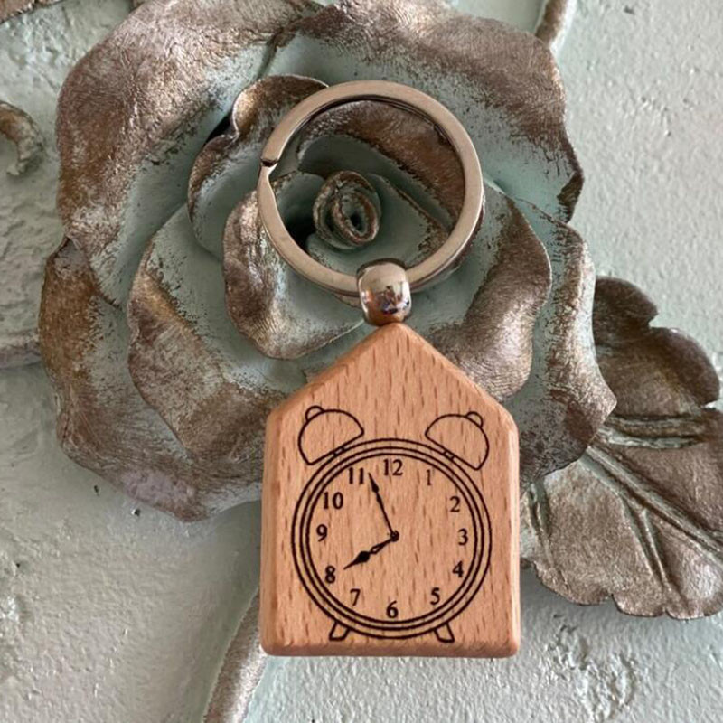 Personalized Wooden Clock keychain,Gift for co-worker Friends Lovers ...