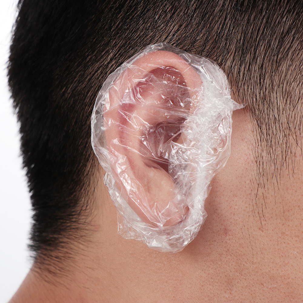 100pcs Disposable Waterproof Transparent Ear Cover Bath Shower Salon ...