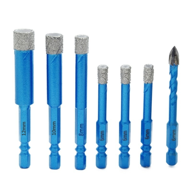 7Pcs Dry Diamond Drills Bit Set Tile Drills Bit Shank For Ceramic ...