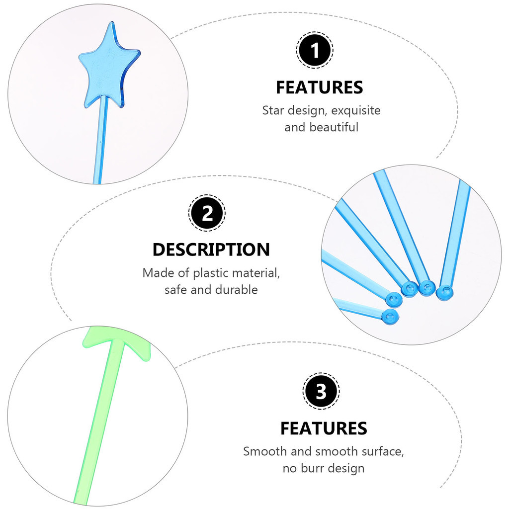 50 Pcs Cocktail Sticks Color Stirring Stick Beverage Muddler Coffee ...