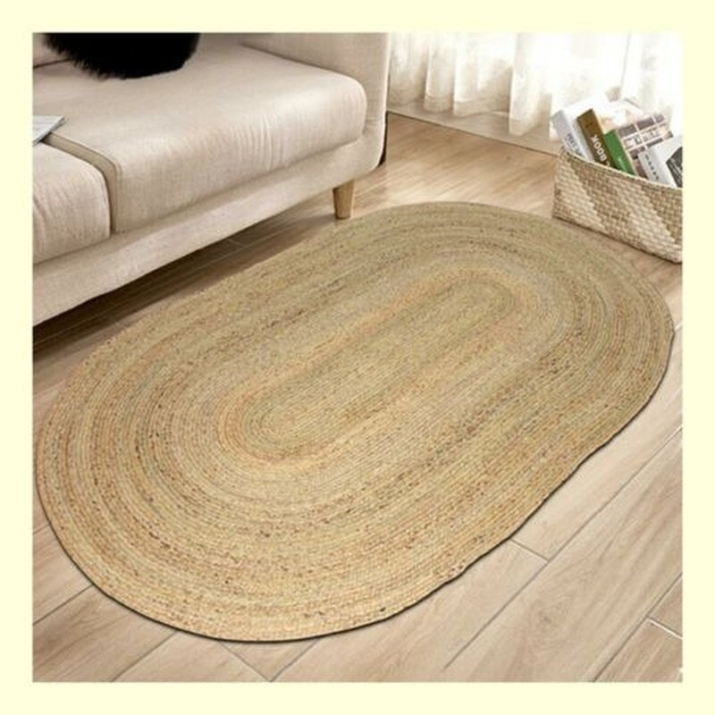 Rug Jute Oval Carpet 100% Natural Handmade Rustic Look Runner Braided ...