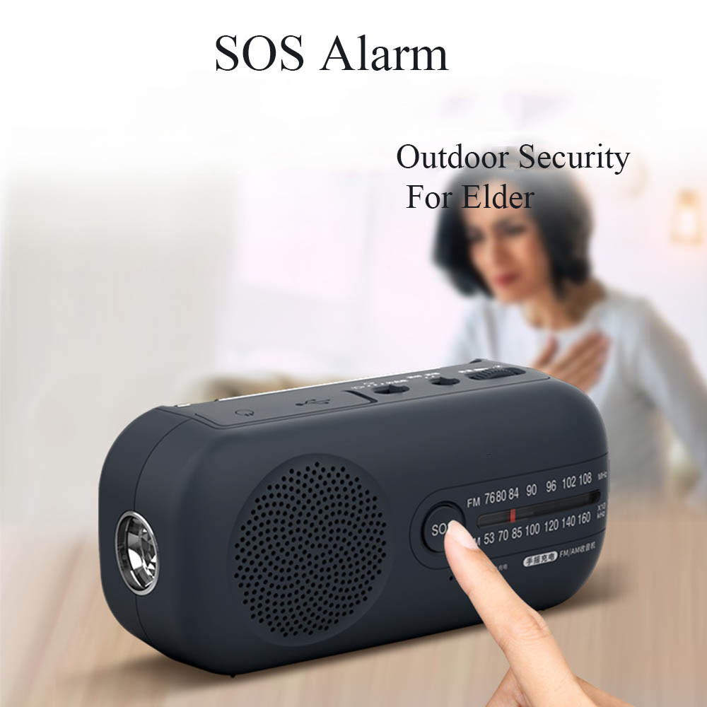 Mini Portable Flashlights Elder Home SOS Alarm Radio Hand Crank Lamp ...