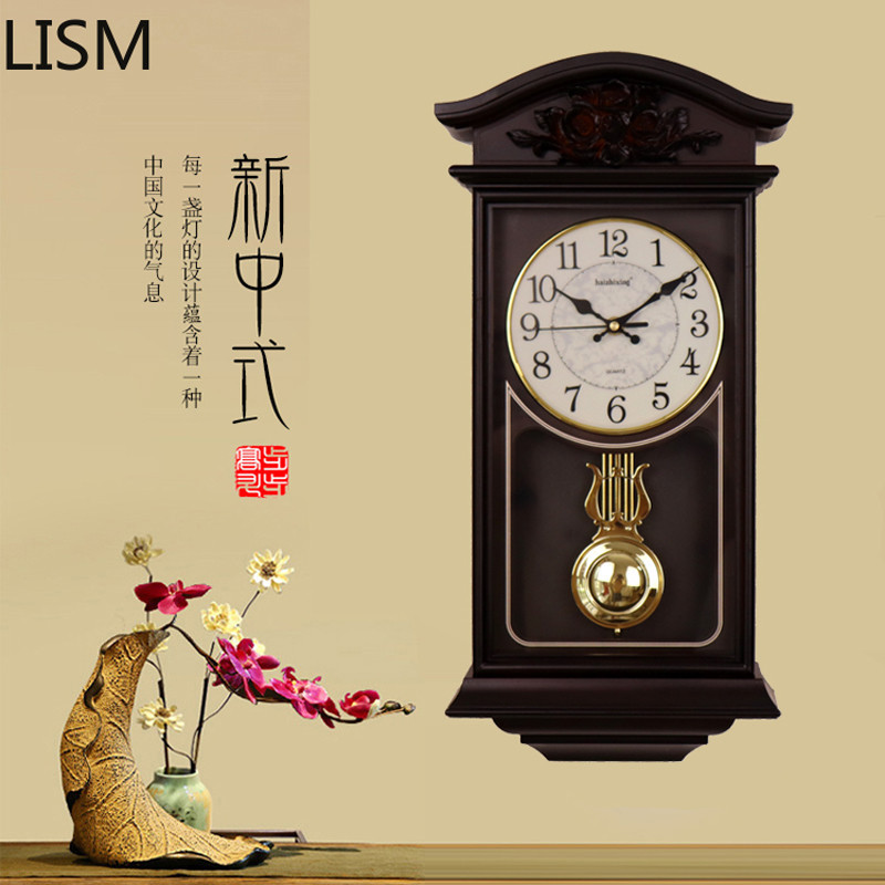 Luxury Living Room Large Chinese Wall Clock Vintage Pendulum Clock Wall ...