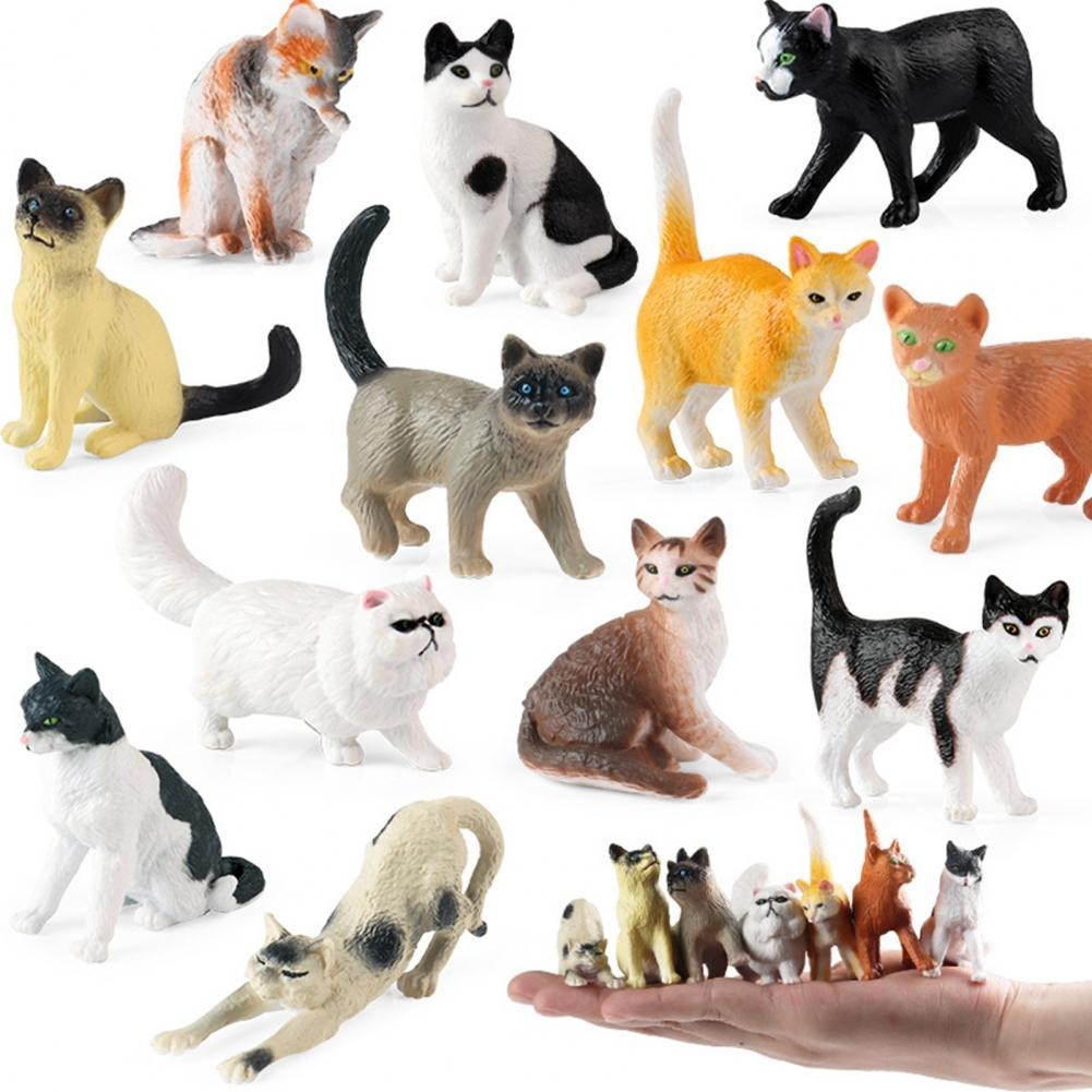 Puppy Kitten Figures Mini Model Toys Realistic Miniature Cat Dog ...