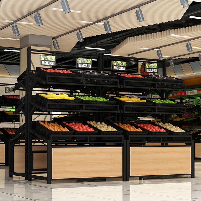 Supermarket fruit and vegetable shelf display shelf commercial ...
