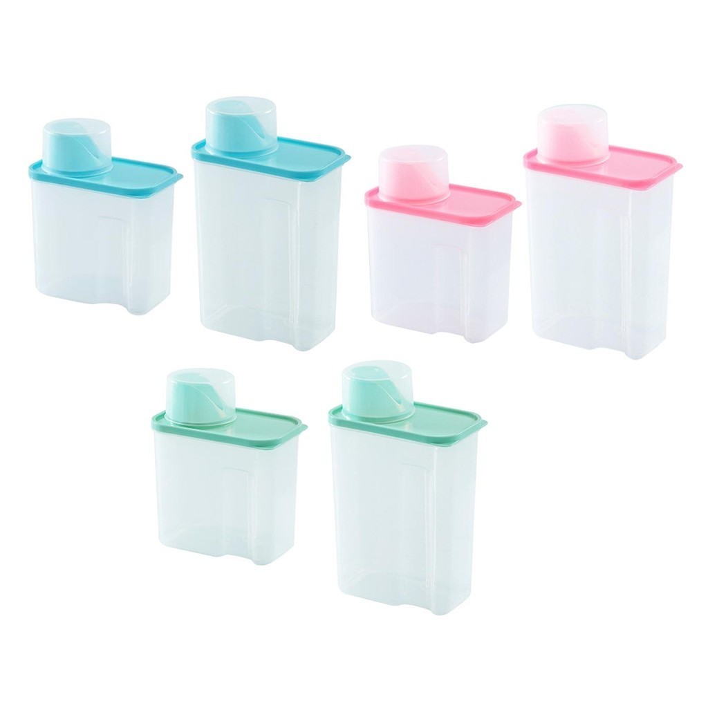 Washing Powder Storage Box Airtight Clear with Measuring Cup Small ...