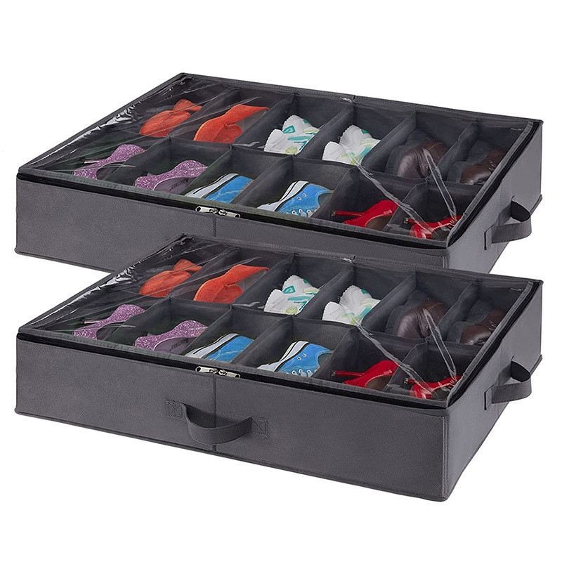 12 grid bed bottom storage box, shoe dustproof sorting box, transparent ...