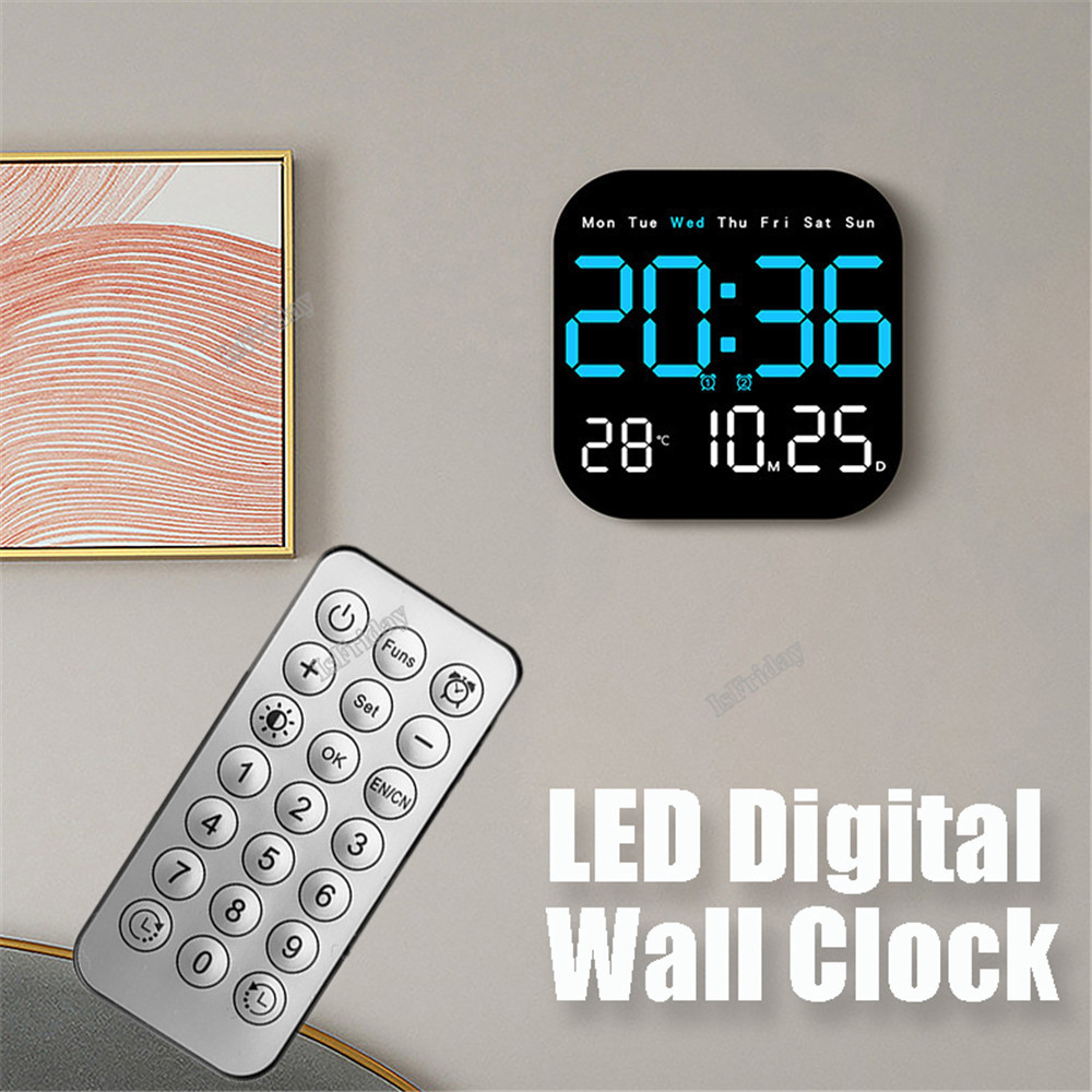 LED Digital Wall Clock Large Screen Time Temperature Date Week Display ...