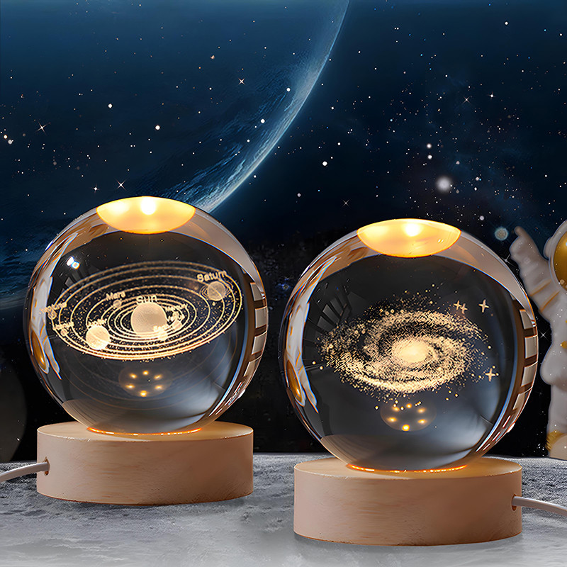 LED Night Light Galaxy Solar System Crystal Ball Children USB Night ...