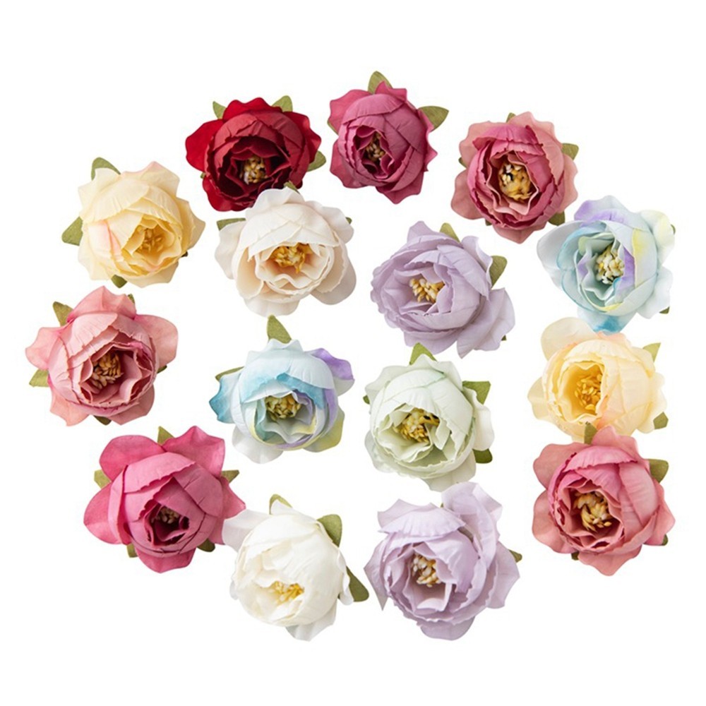 10Pcs Rose Flower Heads wholesale for Craft Silk Peony Artificial Rose ...