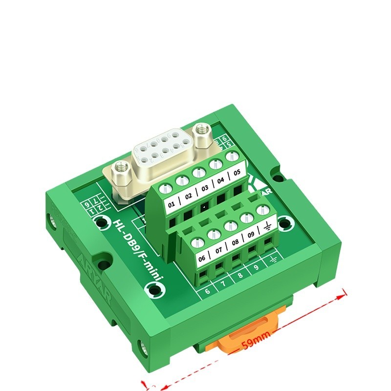 DB9 MINI D-Sub DIN Rail Mount Interface Module , DB9 Female Mini ...