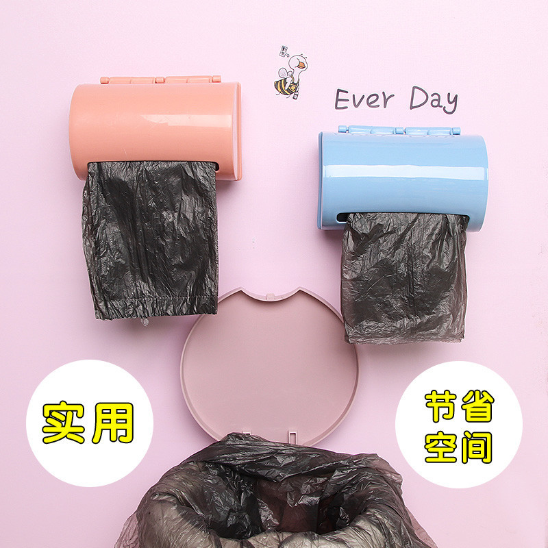 Wall-mounted sticky garbage bag storage box kitchen plastic bag ...