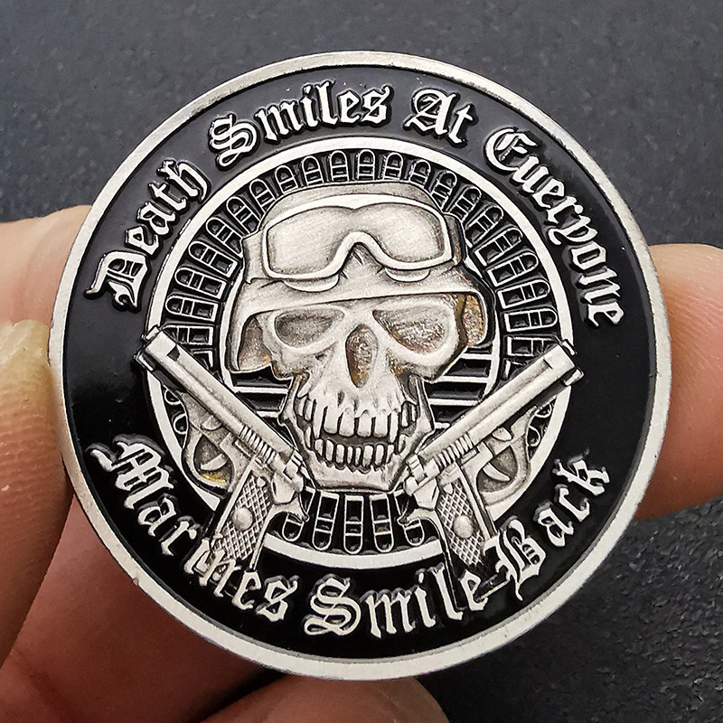 Non-Magnetic USA Skull Head Commemorative Coin United States Marine ...