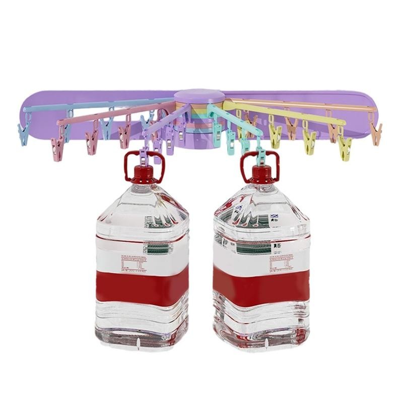 Laundry Drying Rack Folding Rack With 24 Clips Wall Mounted Drip ...