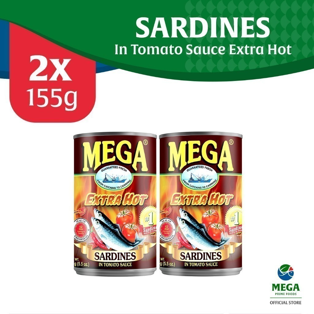 Mega Sardines In Tomato Sauce W Chili Extra Hot 155g By 2 S Shopee Philippines