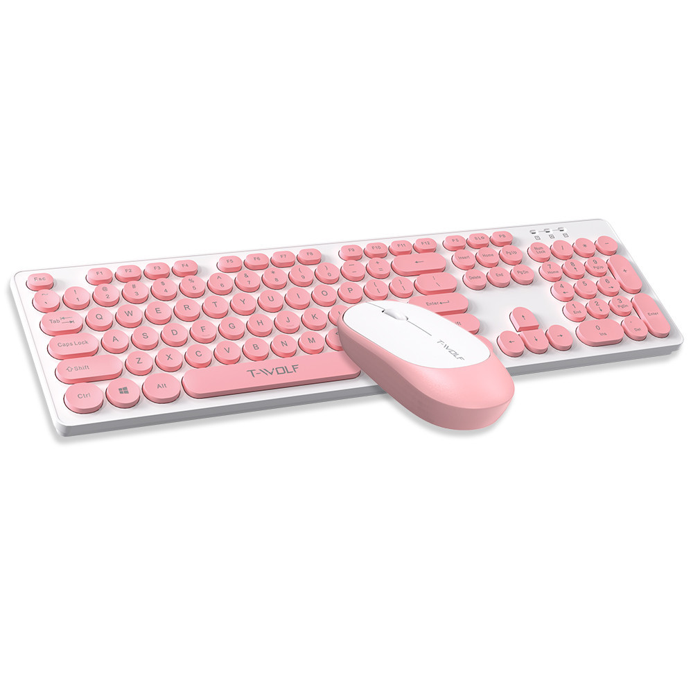2.4G Wireless Keyboard Mouse Combo Retro Punk Round Keycap Comfortable ...