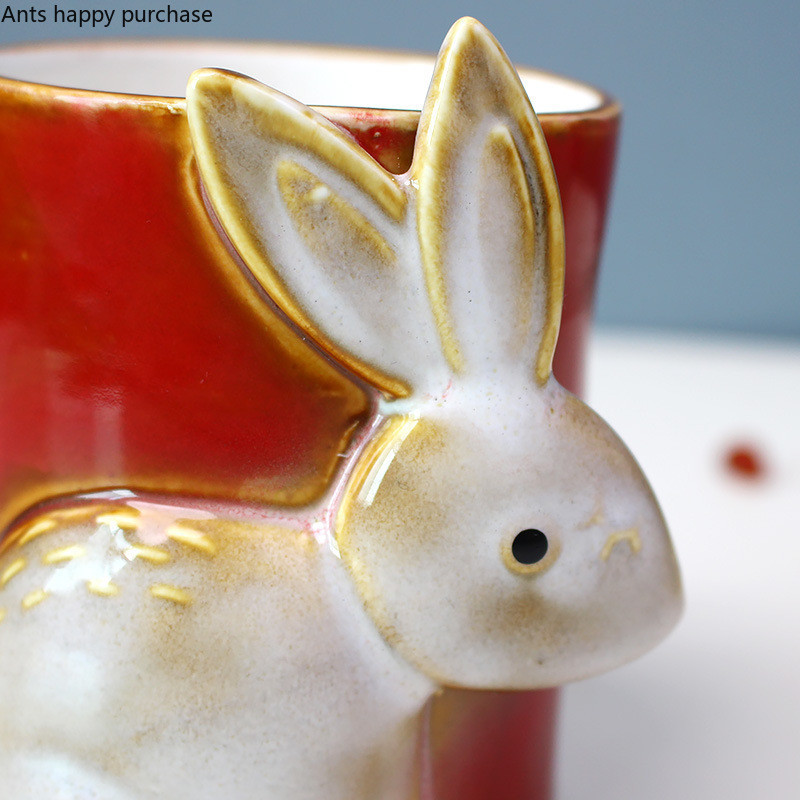 Rabbit Ceramic Water Cup Animal Shaped Mug Coffee Cup Afternoon Tea ...