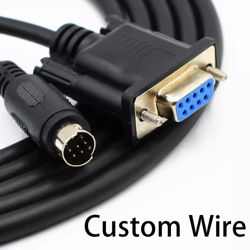 Custom Wire 8P Mini Din Male to Female DB9 RS232 PLC Cable 2.5M for ...
